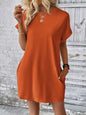 Short Sleeve Mini Tee Dress with Pockets Terracotta S