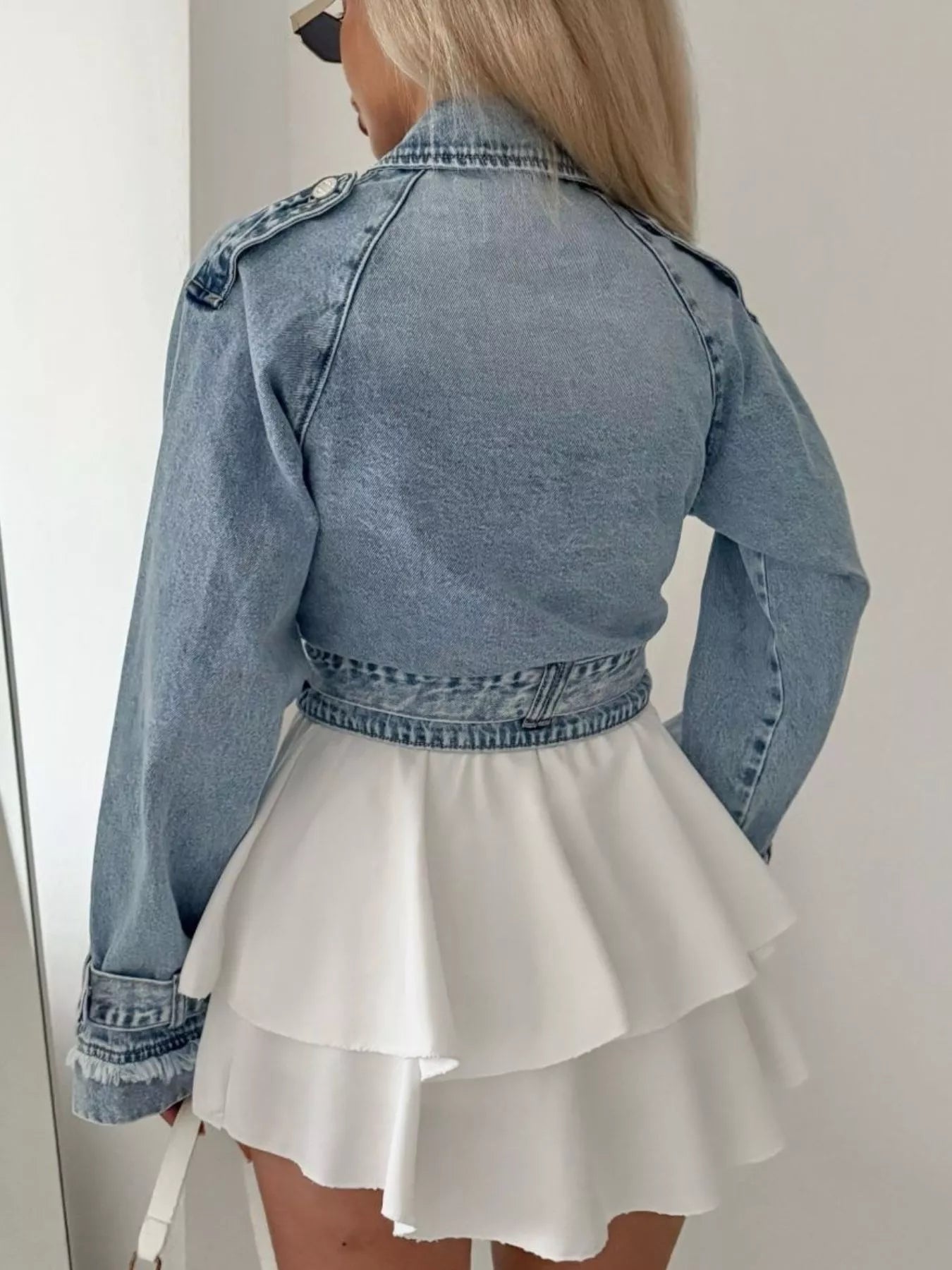 Long Sleeve Crop Denim Jacket
