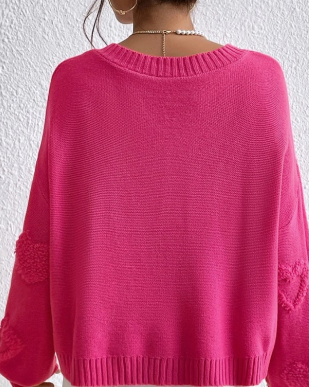 Pearl Embellished Hearts Sweater   