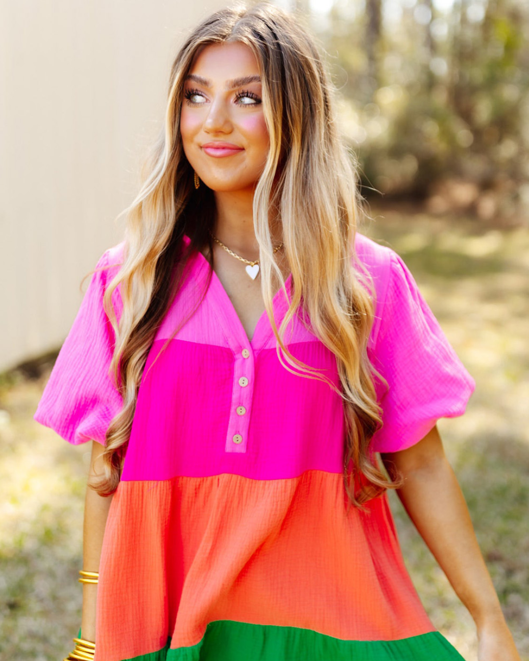 Multicolor Color Tiered Dress   