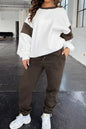 Drop Shoulder Loose Sweatshirt and Joggers Active Set Chocolate S