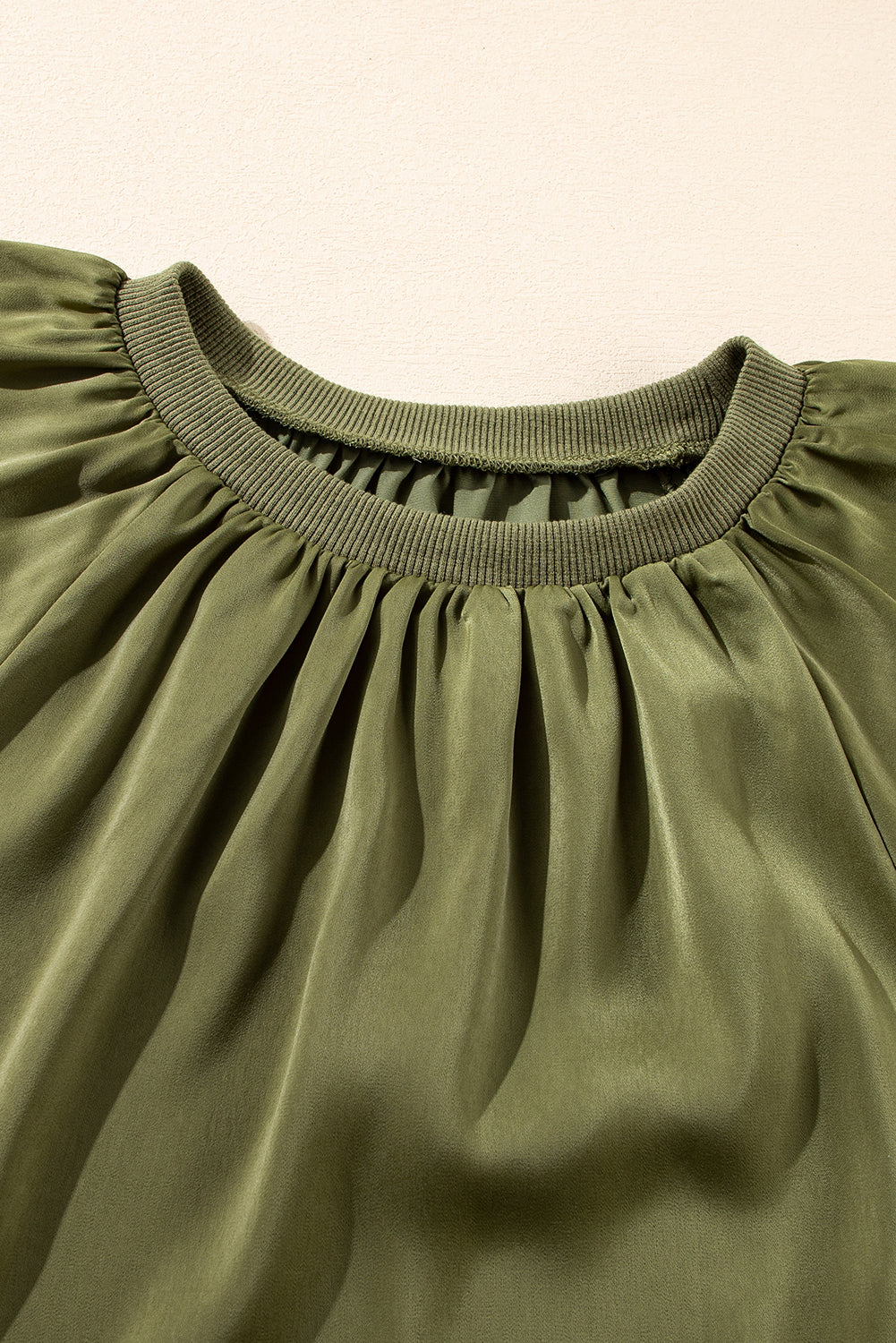 Jungle Green Pleated Satin Top