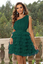 One-Shoulder Sleeveless Dress Green XS