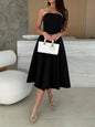 Solid Color Tube Midi Dress Black S