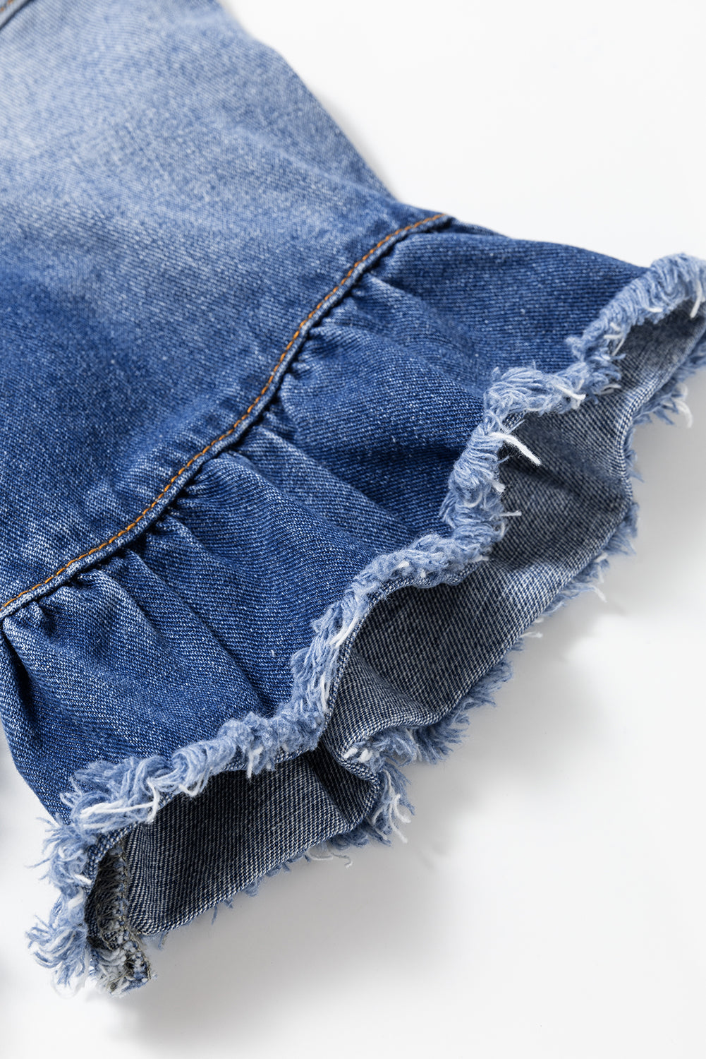 Raw Edge Ruffled Denim Jacket   