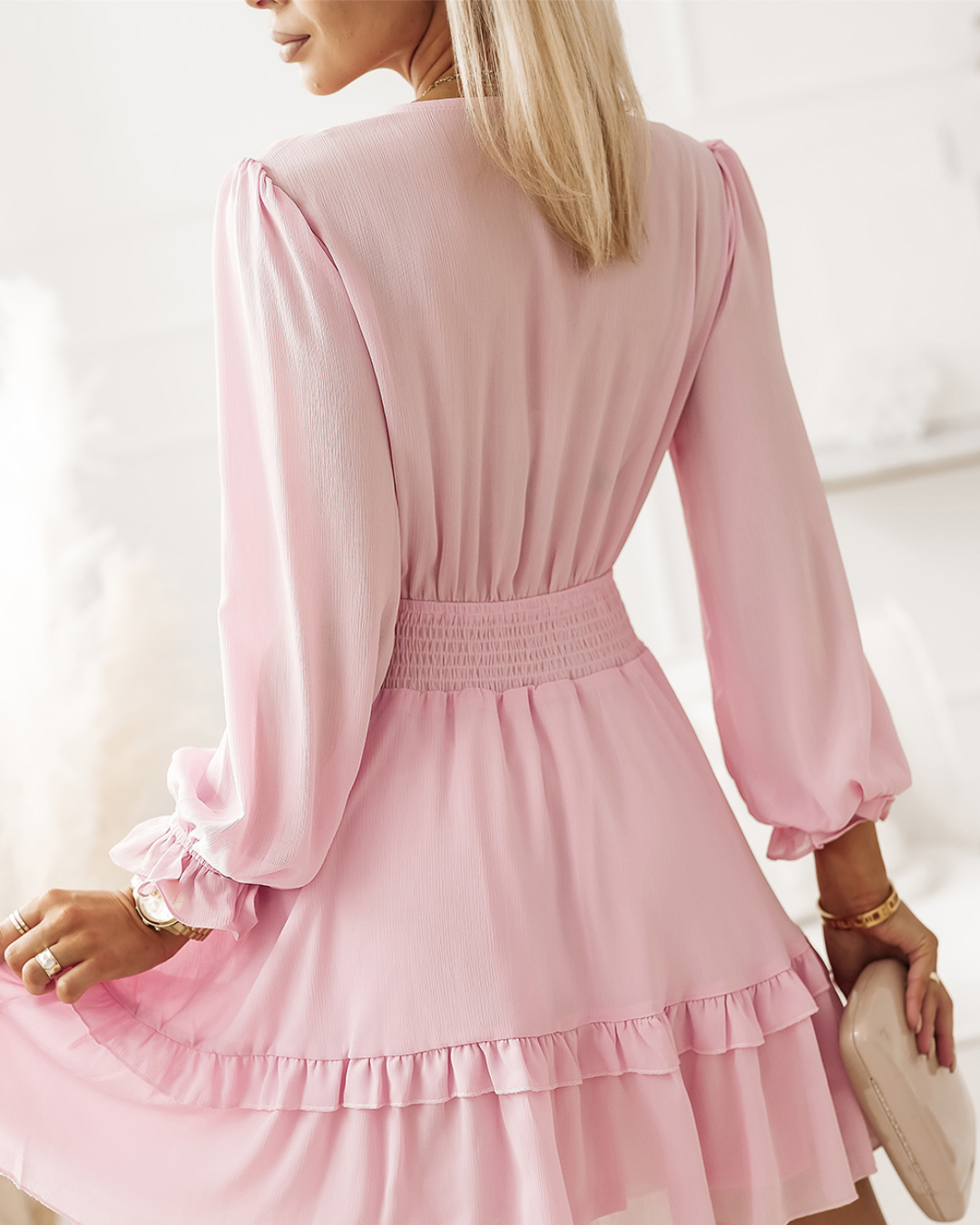 Tied Flounce Sleeve Dress   