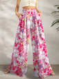 Printed Wide Leg Pants Fuchsia Pink M