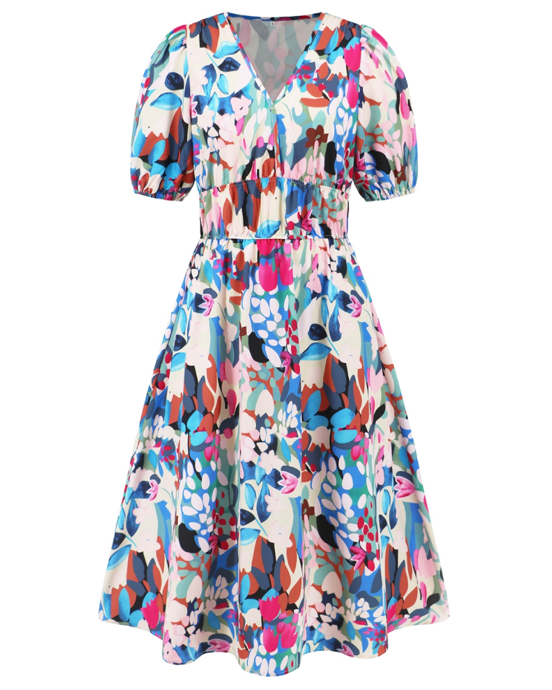 Ruched Printed Surplice Dress   