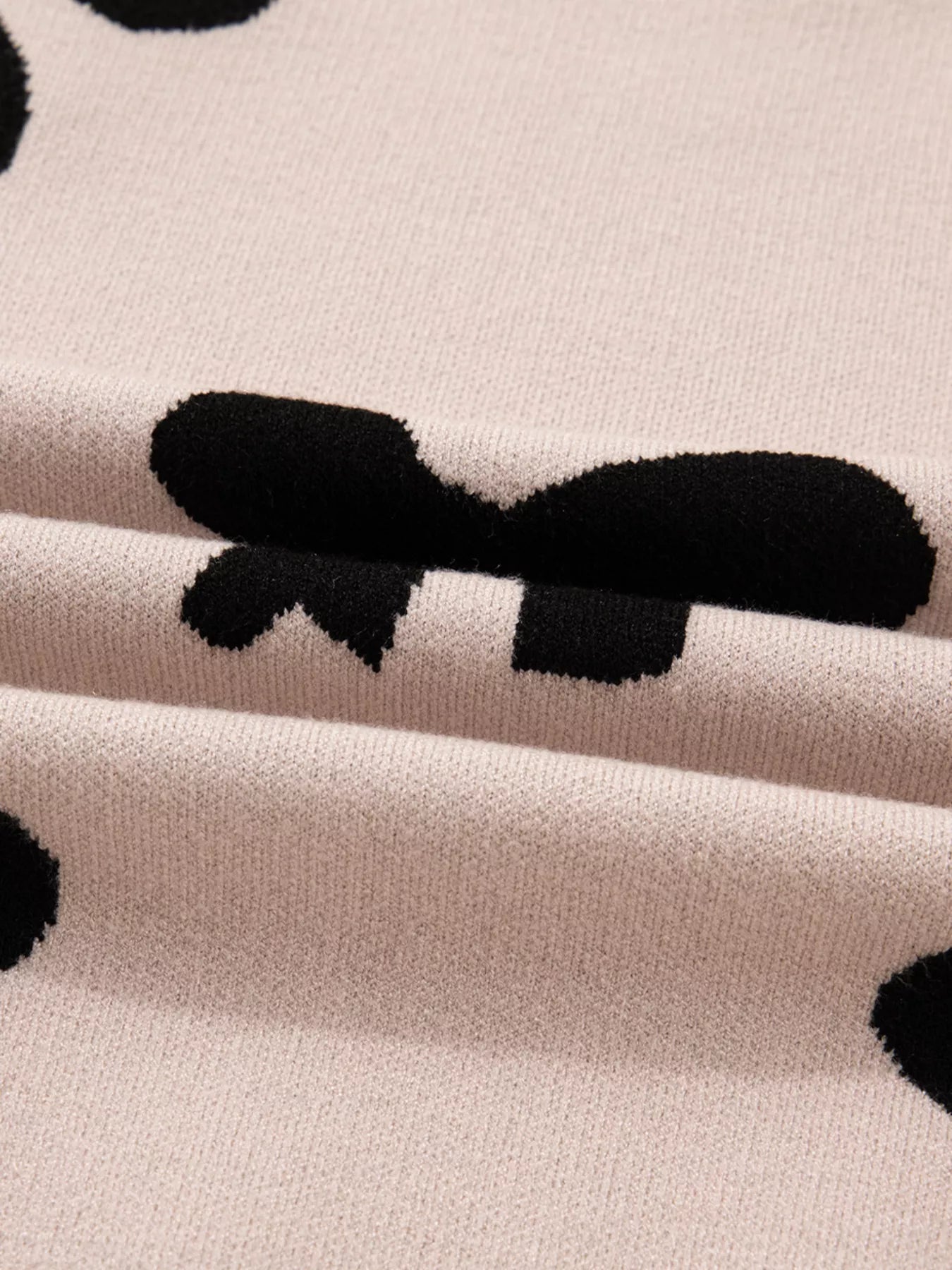 Pearl Embellished Bow Pattern Loose Sweater