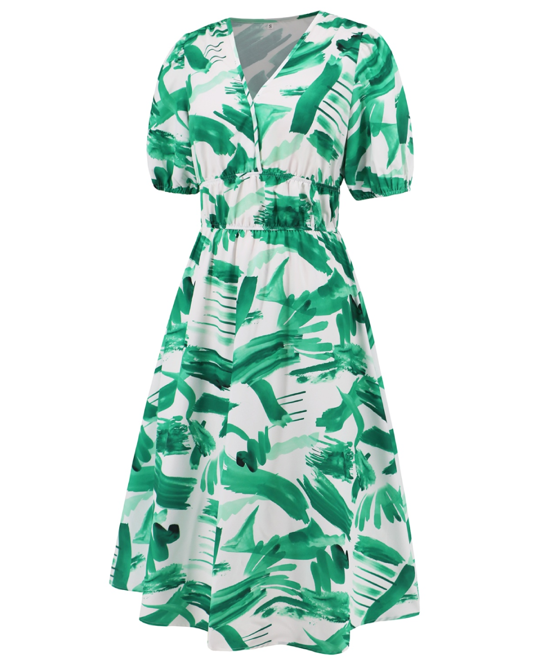 Ruched Printed Surplice Dress   