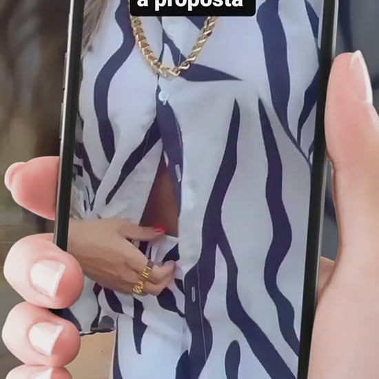 Printed shirt and wide leg casual set