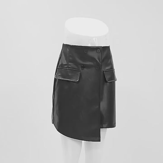 Fleece lined High Waist Leather Skirt