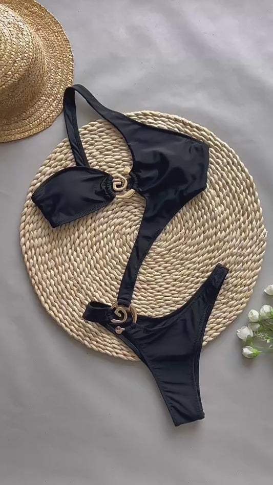 One Piece Swimsuit Women Sexy Bikini Solid Color Women Swimsuit