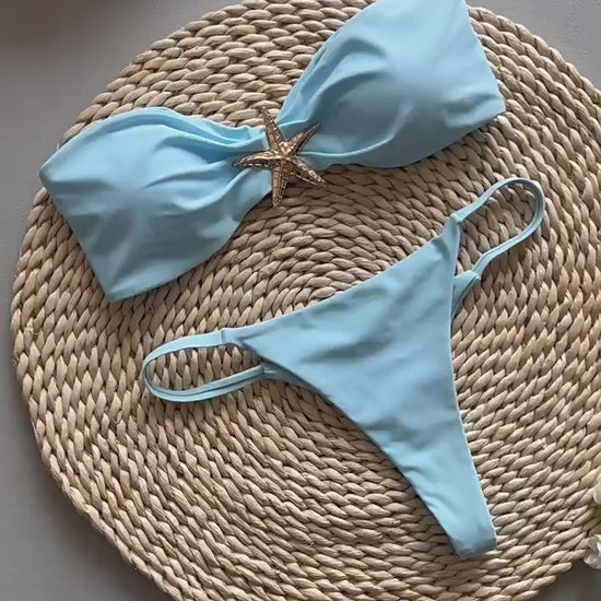 Bikini Sexy Bikini Solid Color Tube Top Split Women Swimsuit Swimsuit Women