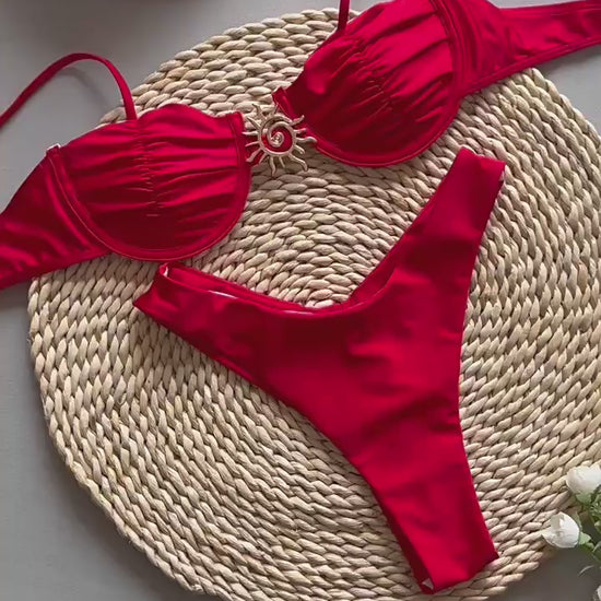 Bikini Sexy Bikini Solid Color Push up Split Women Swimsuit Swimsuit Women