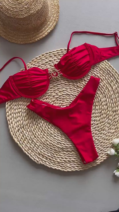 Bikini Sexy Bikini Solid Color Push up Split Women Swimsuit Swimsuit Women