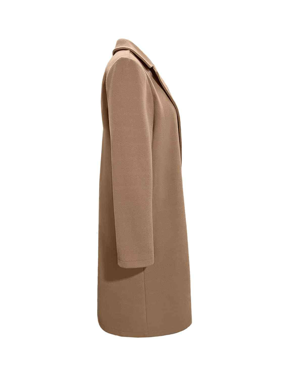 Collared Neck Button Up Long Sleeve Coat   