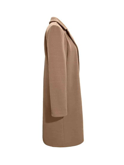 Collared Neck Button Up Long Sleeve Coat   