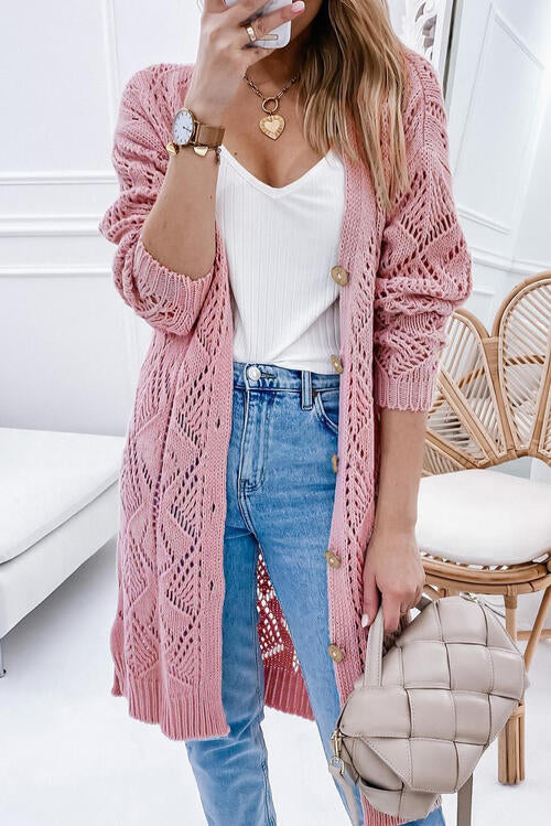 V-Neck Long Sleeve Cardigan   