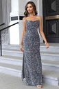 Sequin Backless Split Maxi Dress Cloudy Blue XS 