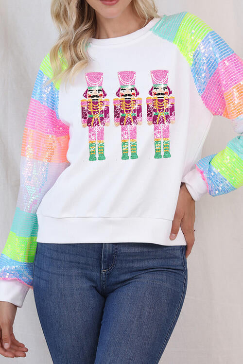 Nutcracker Sequin Long Sleeve Sweatshirt   