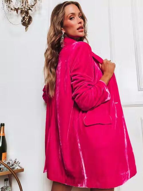 Button Up Long Sleeve Blazer with Pocket   
