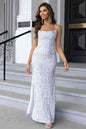 Sequin Backless Split Maxi Dress White XS 