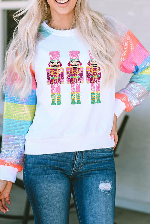 Nutcracker Sequin Long Sleeve Sweatshirt   