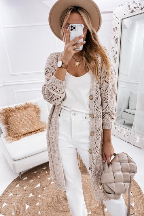 V-Neck Long Sleeve Cardigan   