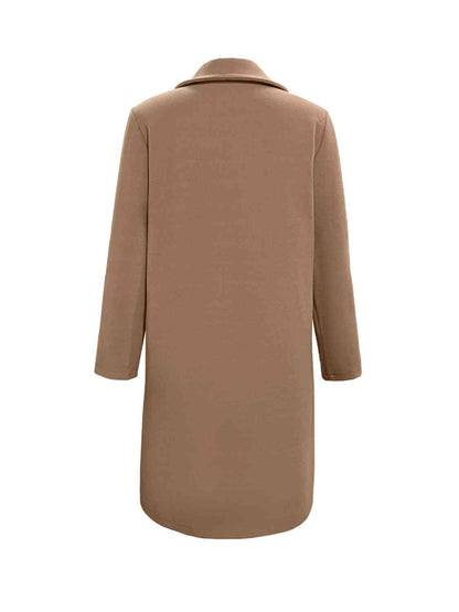 Collared Neck Button Up Long Sleeve Coat   